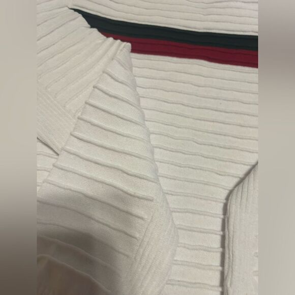 TM Exposure Classic Crew Neck Sweater in White Green and Red Stripes - Picture 3 of 13
